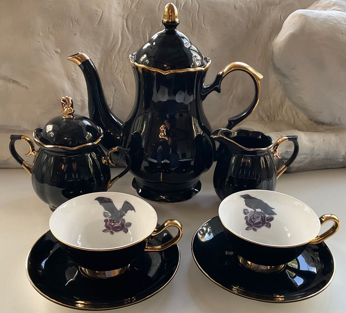 Teapot Victorian Goth Black Personalized Ceramic 50 Oz Teapot Coffee Pot  Themed Tea Packet. Psychic Awakening Coven Tea Party Gift Set 