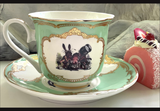Green And Blue For Preorder - Alice in Wonderland Tea Set, vegan bone china