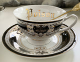 Black and Gold Tea Set, 11 Pieces, Vegan Bone China