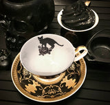 Black and Gold Halloween tea set, porcelain