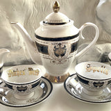 Black and Gold Tea Set, 11 Pieces, Vegan Bone China