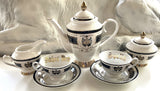 Black and Gold Tea Set, 11 Pieces, Vegan Bone China