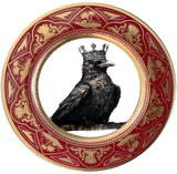 Red and Gold Royal Raven Plate or Cup/Saucer Set, Porcelain. Food Safe and Durable.