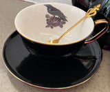 Large Capacity Raven Cup and Saucer Set,14 oz