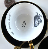 11 Piece Edgar Allan Poe Tea Set with spoons, food safe, Porcelain