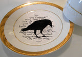 Edgar Allan Poe Raven Plate or Teacup & Saucer Set, 8 oz, Porcelain