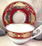 Red and gold porcelain Plate or cup & Saucer Set, porcelain