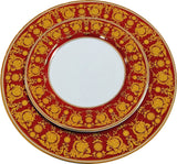 Customizable Gold & Rust Red Plate or cup & Saucer Set, porcelain