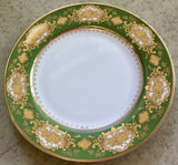 Customizable Raised Gold & Green Plate or cup & Saucer, Porcelain