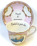 Funny Cat Teacup & Saucer Set, 8 oz, Porcelain