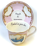 Green and Blue on Preorder - Funny Cat Teacup & Saucer Set, 8 oz, Porcelain