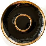 Black & Gold Halloween Tea Set with spoons, Bat/Cat/Crow/Moth design