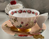 "You have been poisoned" porcelain teacup and saucer set with spoon, 7 ounces
