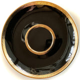 22k Gold "Arsenic" Teacup and Saucer Set with Spoon, Porcelain. Holds 8 ounces.