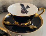 Black & Gold Halloween Tea Set with spoons