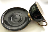 SELECTED SECOND - Large capacity gold and black cup and saucer set, 12 ounces, porcelain