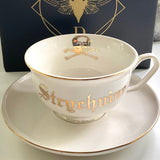 Large capacity gold and white "Poison" cup and saucer set, 12 ounces, porcelain