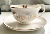 Large capacity gold and white "Poison" cup and saucer set, 12 ounces, porcelain