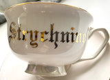 Large capacity gold and white "Poison" cup and saucer set, 12 ounces, porcelain