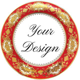 Red and gold porcelain Plate or cup & Saucer Set, porcelain