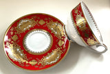 Red and gold porcelain Plate or cup & Saucer Set, porcelain