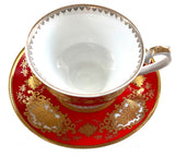 Red and gold porcelain Plate or cup & Saucer Set, porcelain