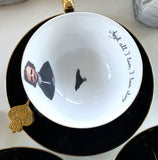 11 Piece Edgar Allan Poe Tea Set with spoons, food safe, Porcelain