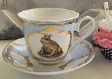 Frog King Teacup and Saucer Set, 8 oz
