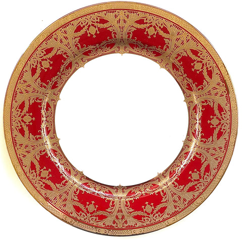 Customizable Gold and Red Plate or Cup & Saucer Set, Porcelain