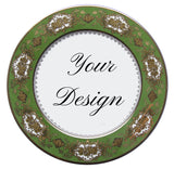 Customizable Raised Gold & Green Plate or cup & Saucer, Porcelain