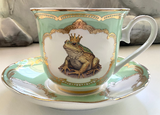 Frog King Teacup and Saucer Set, 8 oz