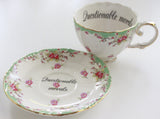 "Questionable Morals" Teacup & Saucer Set, 8 oz, Porcelain