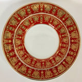 Customizable Gold & Rust Red Plate or cup & Saucer Set, porcelain