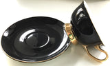 Black Crow Teacup & Saucer Set, 8 oz, Porcelain