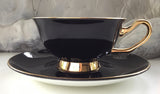 Black Crow Teacup & Saucer Set, 8 oz, Porcelain
