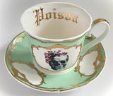 “Poison” rose Skull Teacup & Saucer Set, 8 oz