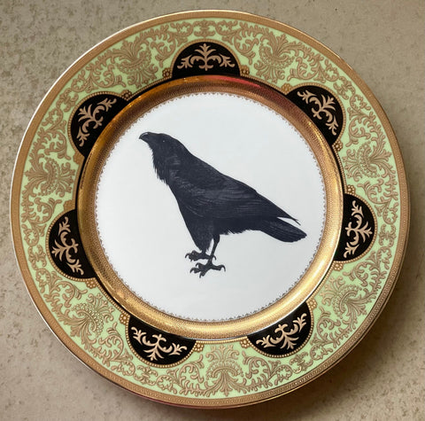 Raven Plate Plate or Teacup and Saucer Set, 8 oz, Porcelain