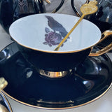 Crow, Bat, Cat, or Moth Teacup & Saucer Set, 8 oz, Porcelain