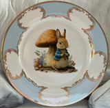 Pink, Blue or Green Rabbit Plate, Vegan Bone China. Durable and Food Safe