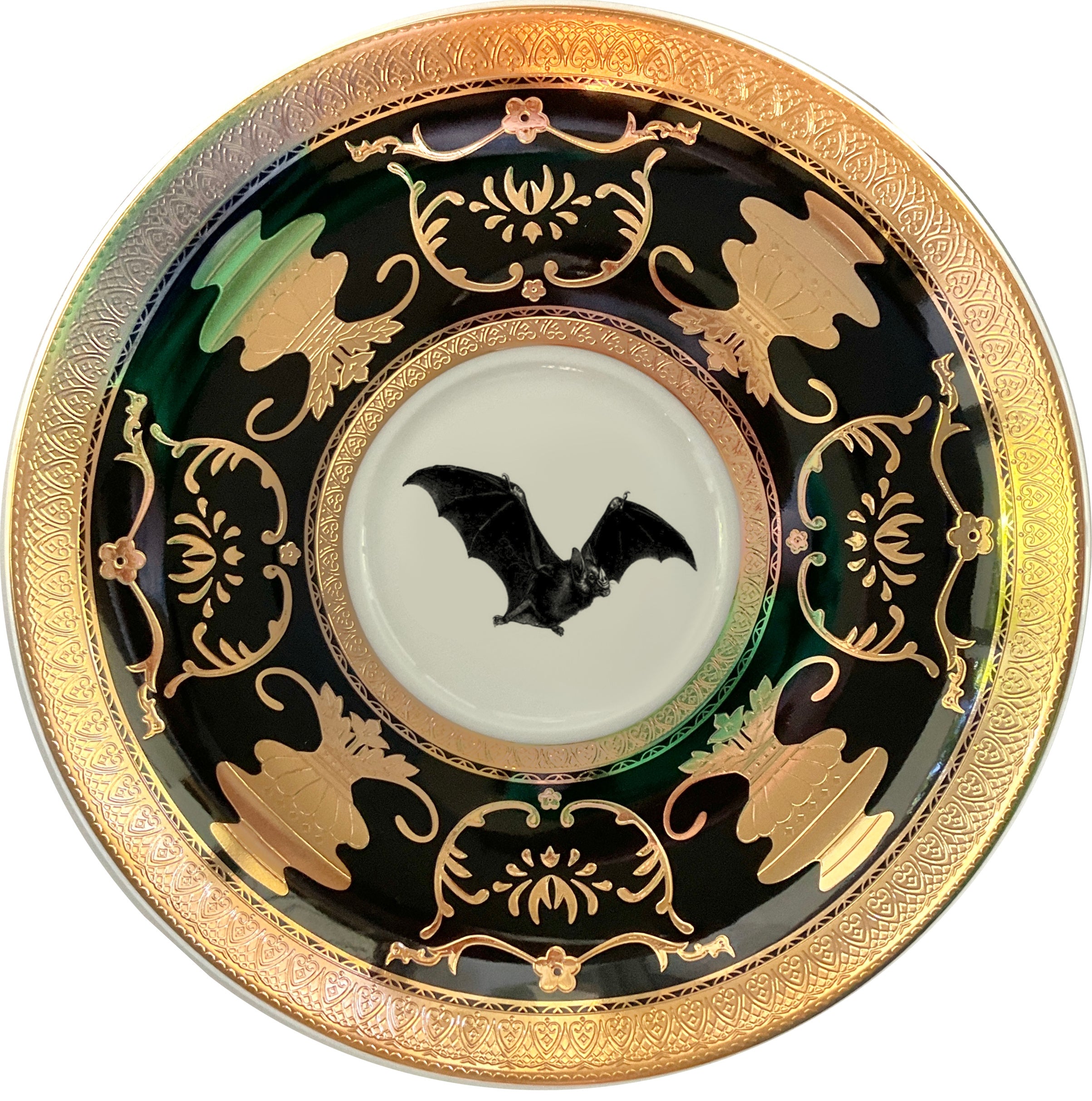 Black & Gold Halloween Tea Set with spoons, Bat/Cat/Crow/Moth design –  Angioletti Designs