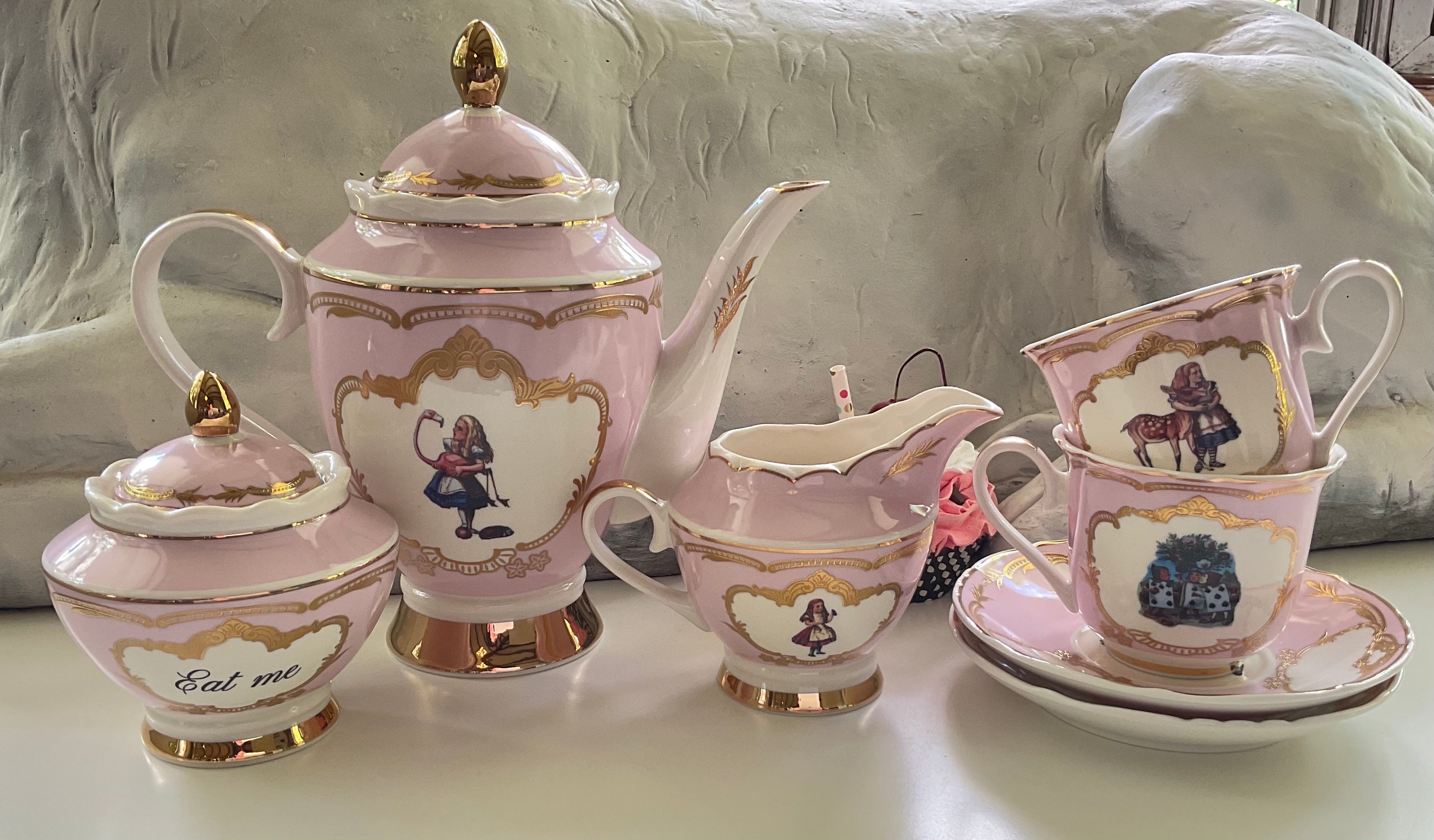 Alice in Wonderland Stackable Tea Set of Three