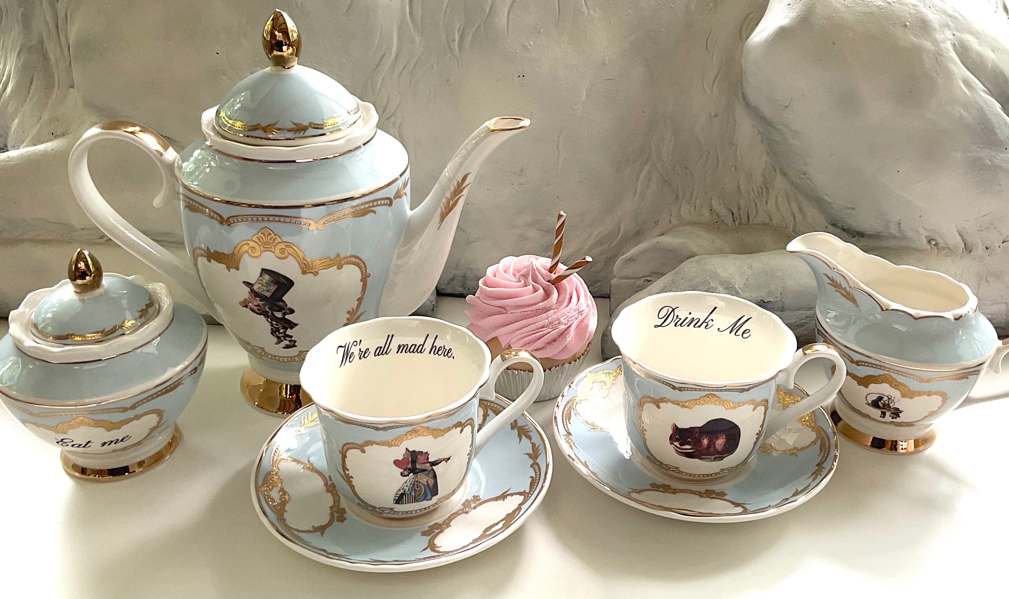 Whimsical Tea Set with Alice in Wonderland