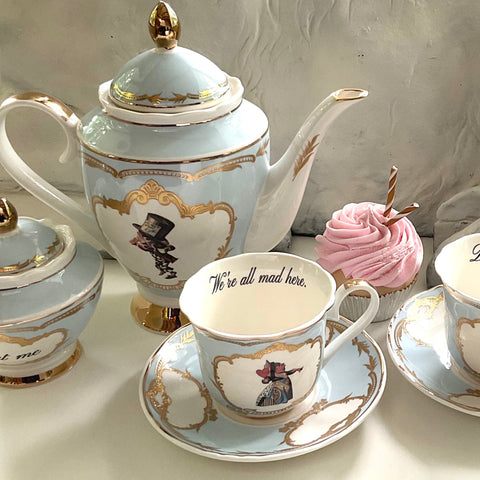 Alice in Wonderland Tea Set, vegan bone china