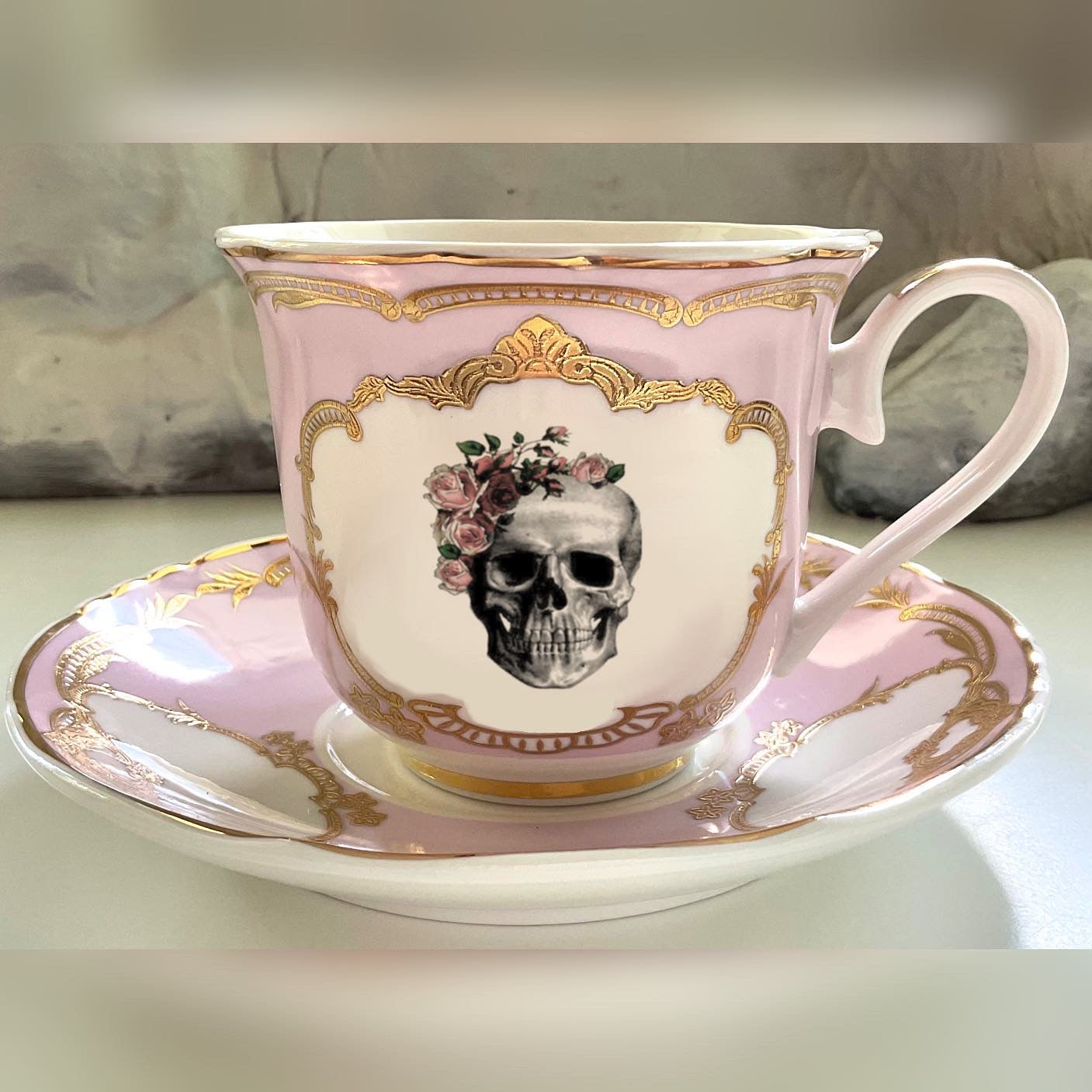 Rose Skull Tea Set, vegan bone china – Angioletti Designs