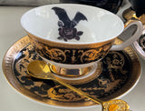 Black and Gold Halloween tea set, porcelain
