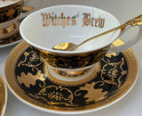 Four 22k Gold Halloween Teacup & Saucer Sets