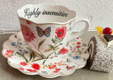 Highly Insensitive, Funny insult Teacup and Saucer Set Porcelain