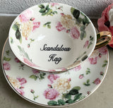Scandalous Hag Funny insult Teacup and Saucer Set Porcelain