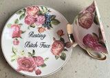 Floral Resting Bitch Face , Funny insult Teacup and Saucer Set Porcelain