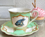 Frog Prince Tea Set, 7 or 11 Pieces, Food Safe and Durable. Vegan Bone China.
